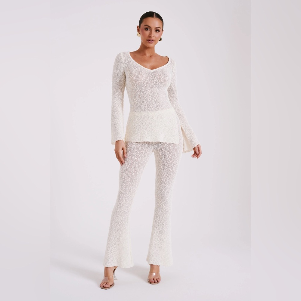 Meshki Irma Flared Boucle Pants - Cream